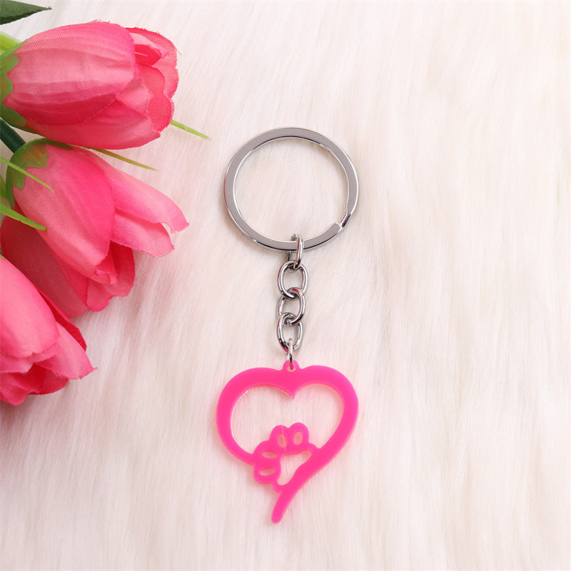 Wholesale Valentine's Day Dog Paw LOVE Acrylic Keychain