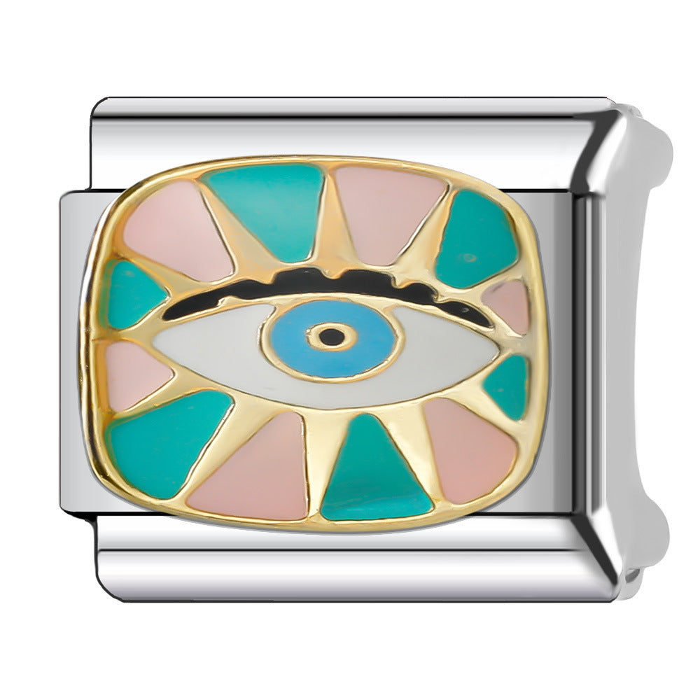 Wholesale Italian Charm Bracelet 9mm DIY Splicing Creative Eye Series Stainless Steel Composable Bracelet