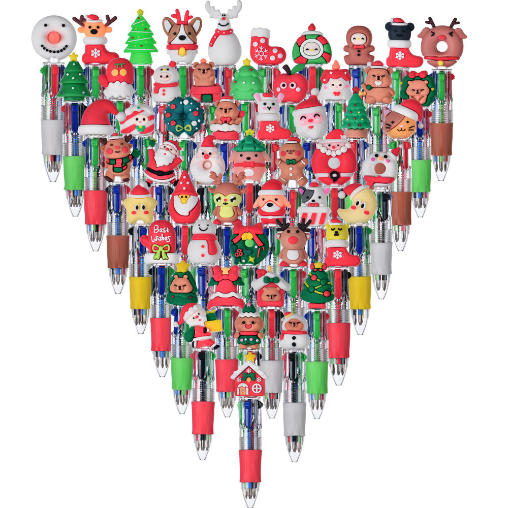 Wholesale Cute cartoon Christmas four-color ballpoint pen