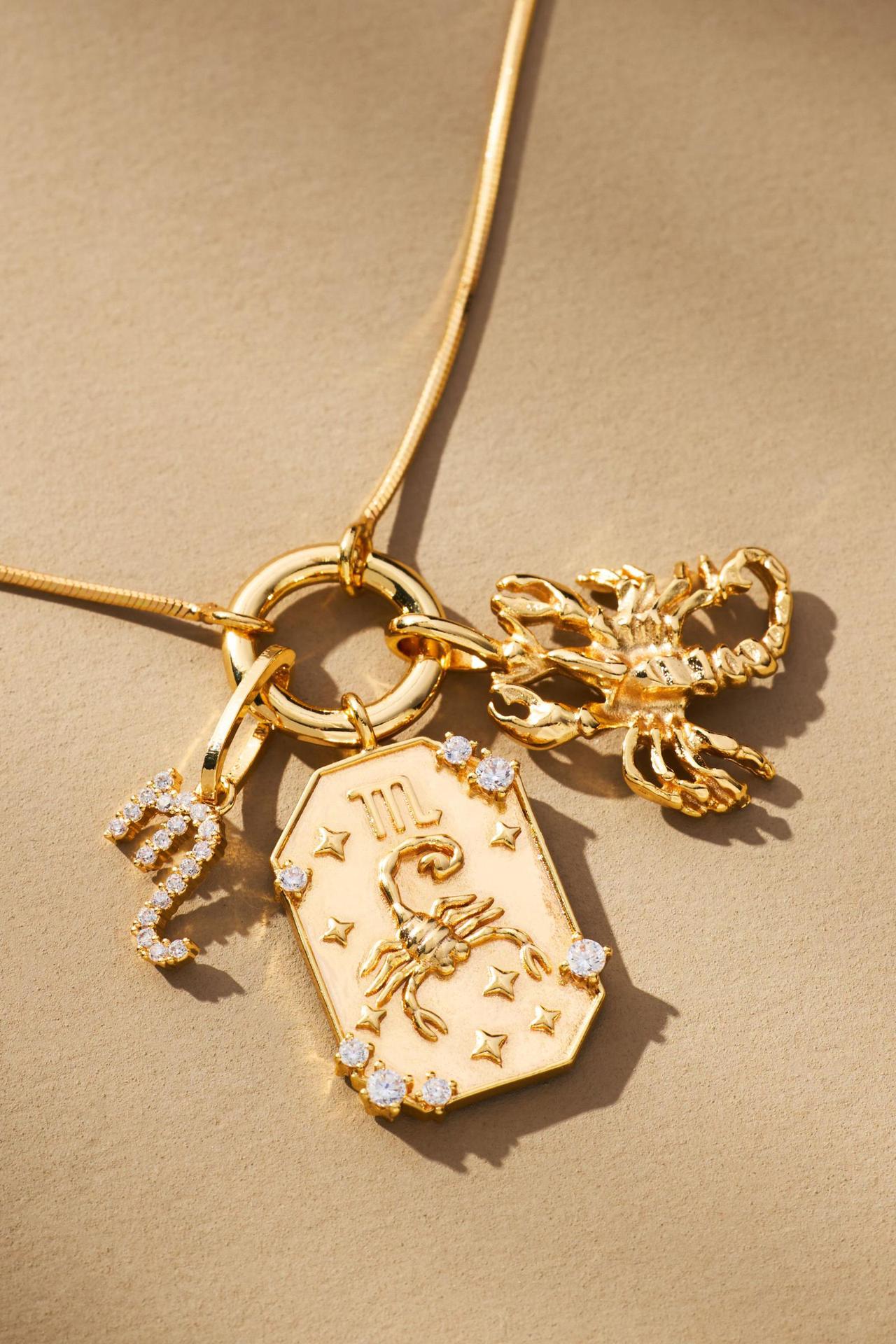 Wholesale 12 Zodiac Pendant Stainless Steel Zircon Necklace