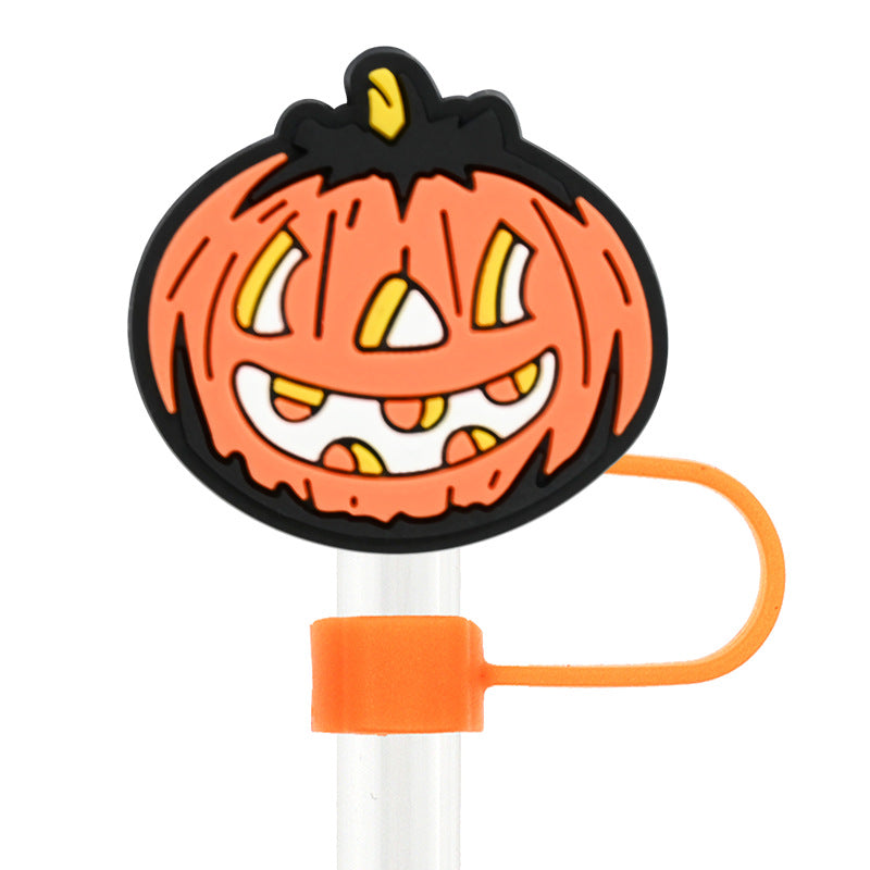 Wholesale Random 100pcs Halloween 10mm PVC Soft Straw Tube Cap ACC-SCR-RYY072