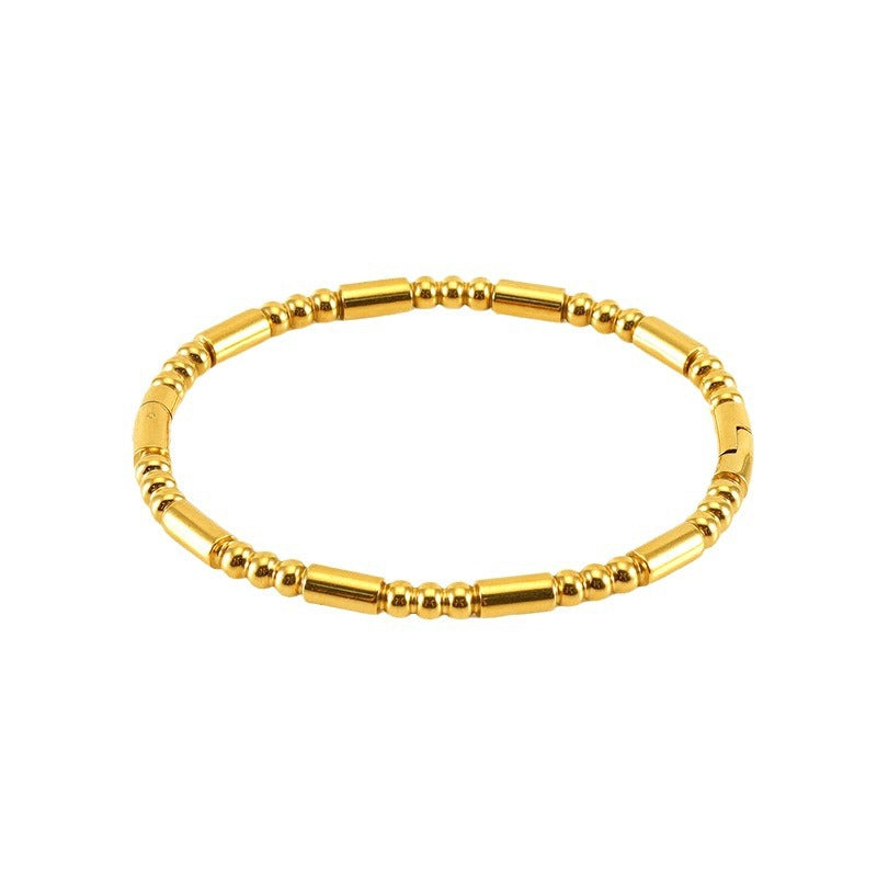Wholesale Golden Bamboo Titanium Steel Plain Bracelet Stainless Steel Hand Jewelry ACC-BT-Zhongy002