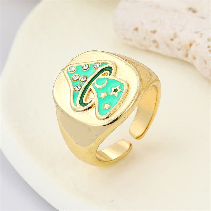 Wholesale Punk Style Rhinestone Heart Ring Geometric Women S Fashion Jewelry Party Accessory