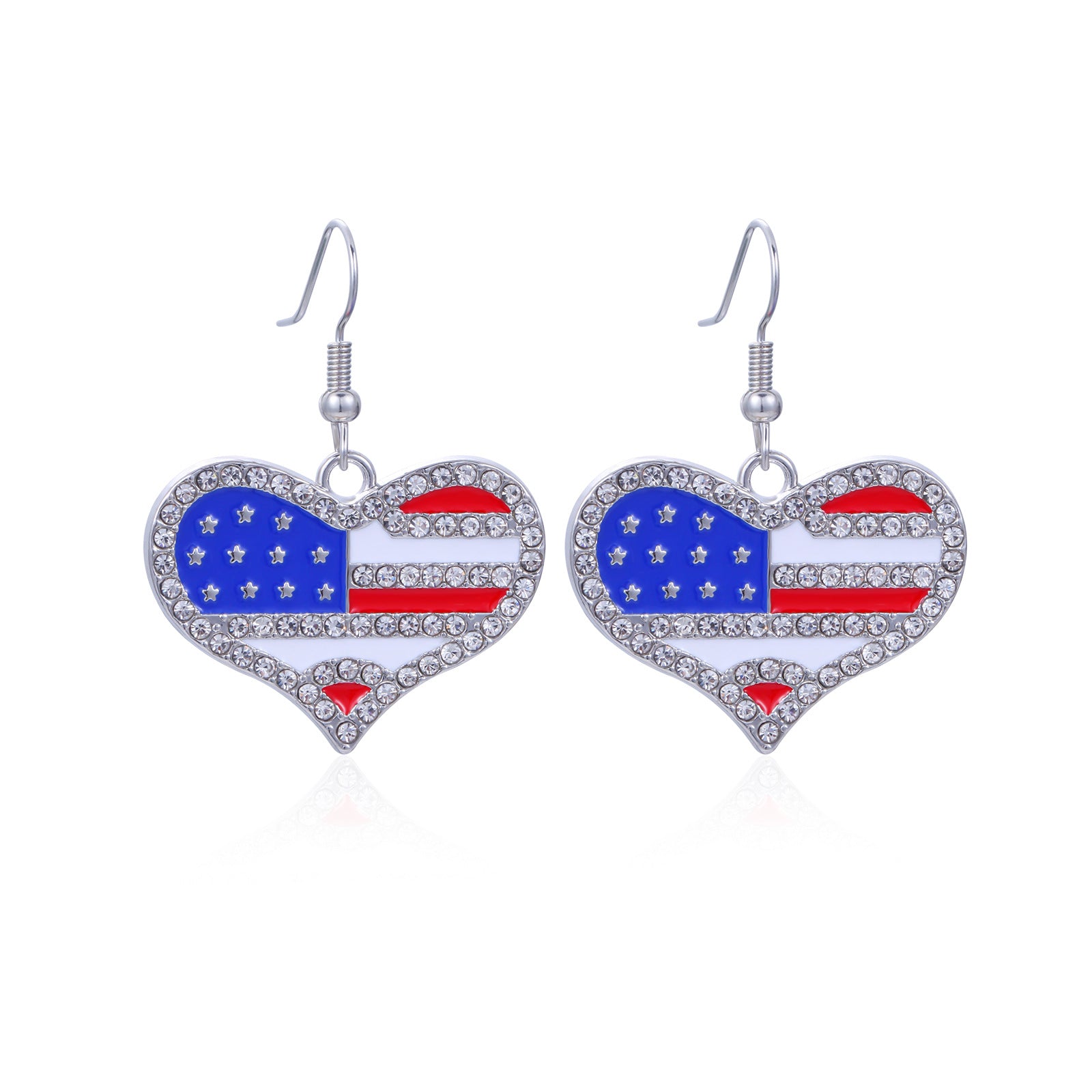 Wholesale  Independence Day earrings  personality red white blue diamond flag USA five-pointed star earrings