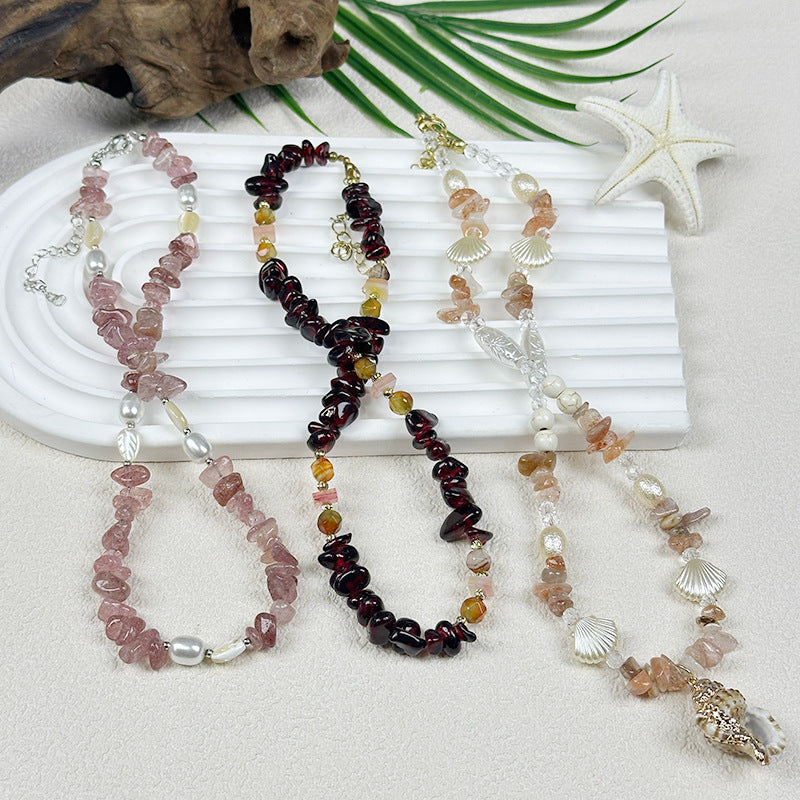 Großhandel natürliche Kiesstich -Barock -Perlenkette