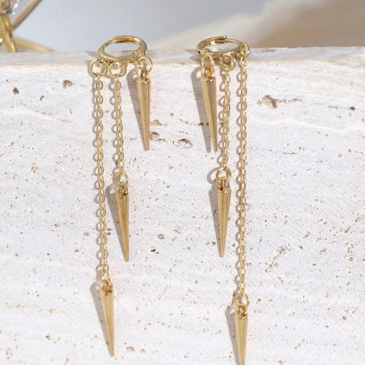 Wholesale Plastic Electroplated Conical Tassel Pendant Earrings Punk Style Fashion Accessory for Women