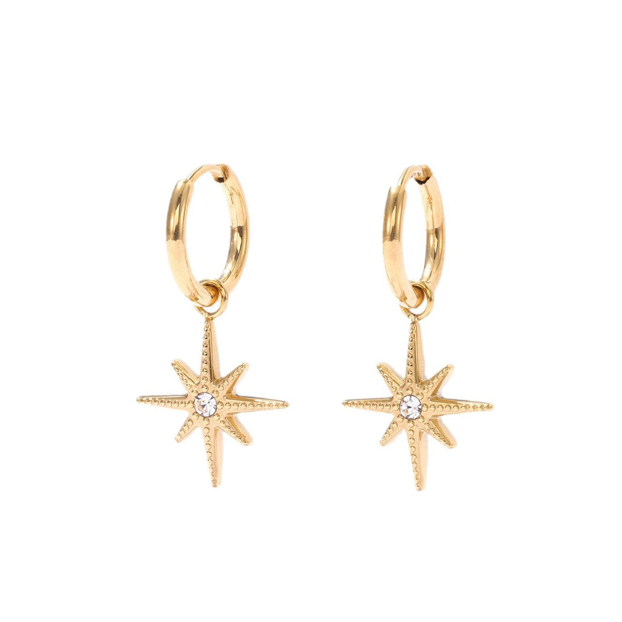 Wholesale Eight-Pointed Star Geometric Titanium Steel Earrings