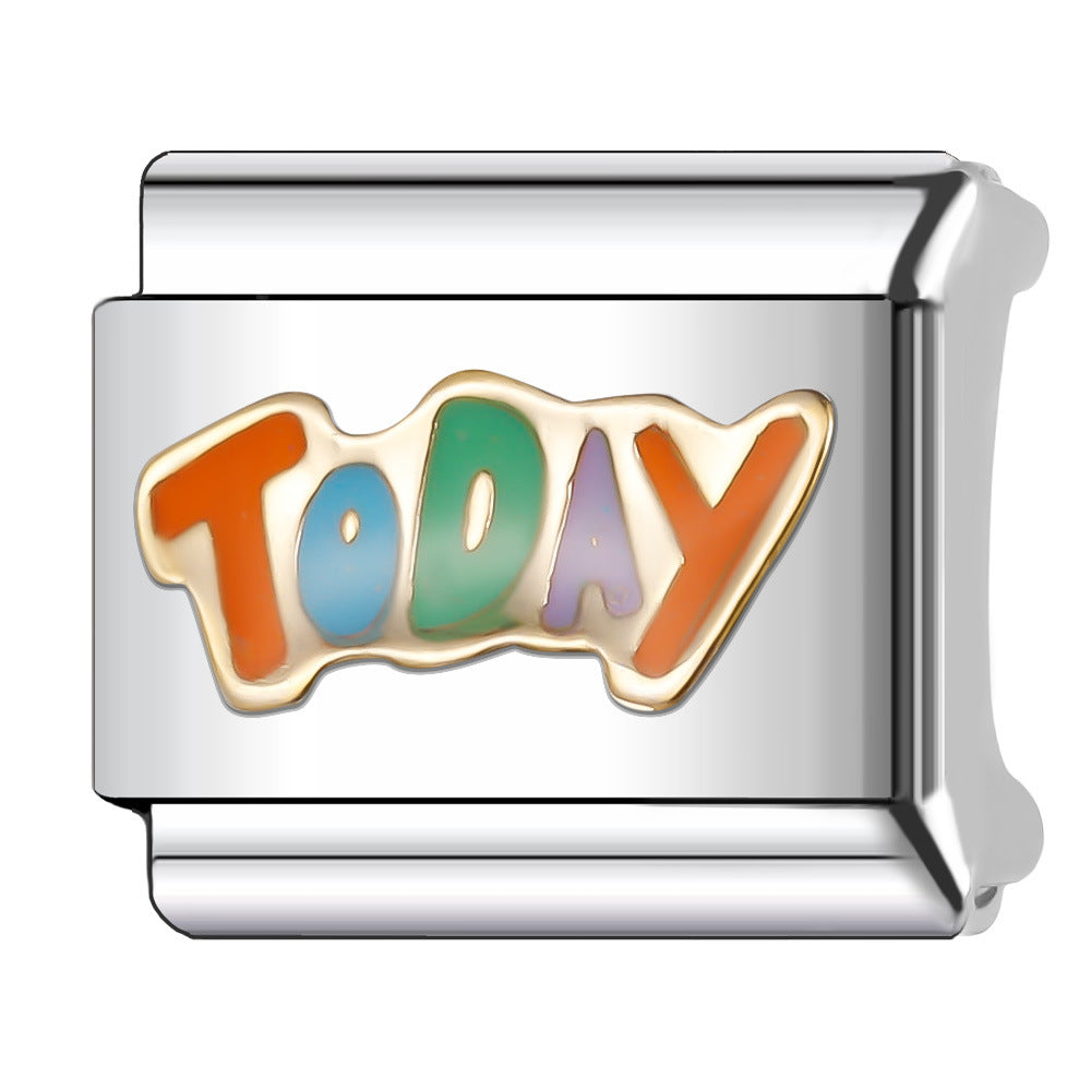 Wholesale Italian Charm Bracelet 9mm DIY Splicing English Stainless Steel Composable Bracelet