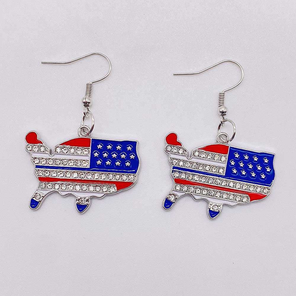 Wholesale American Independence Day Heart Pentagram Cross Earrings ACC-ES-CY011