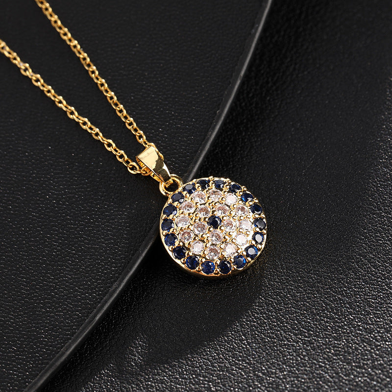 Wholesale Trendy Evil Eye Choker Necklace Gold Plated Copper Turkish Blue Pendant Geometric Design Gift And Everyday Jewelry Accessory For Boutique Resale