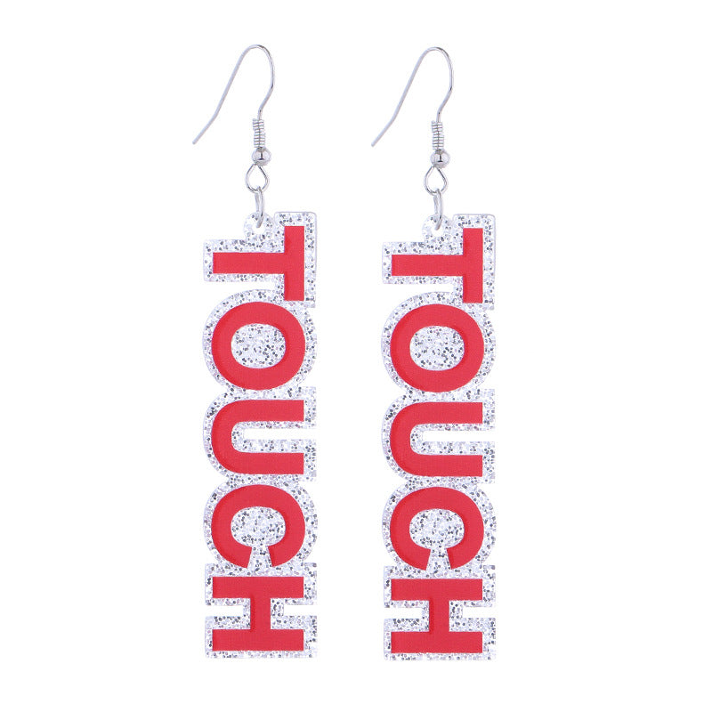 Wholesale acrylic printed super bowl featured football series creative letter earrings
