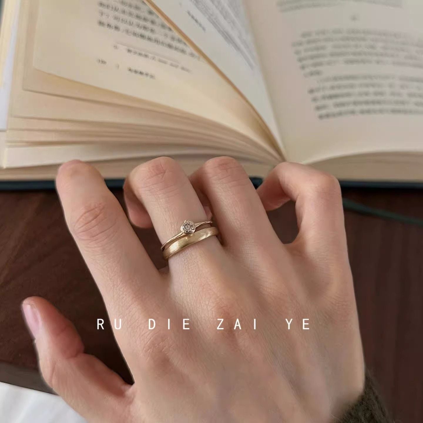 Wholesale butterfly diamond ring light luxury  open ring