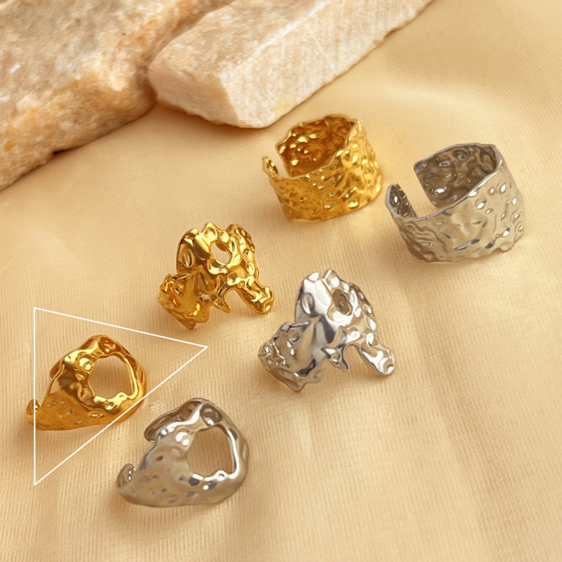 Wholesale Geometric Wide Face Stainless Steel Ring