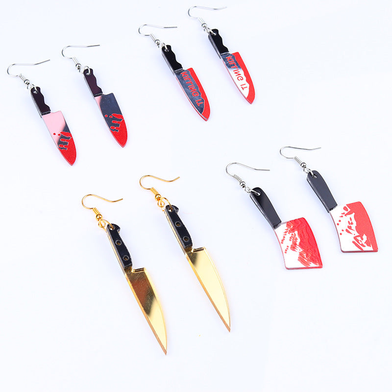 Wholesale Kitchen Knife Knife Mirror Acrylic Earrings