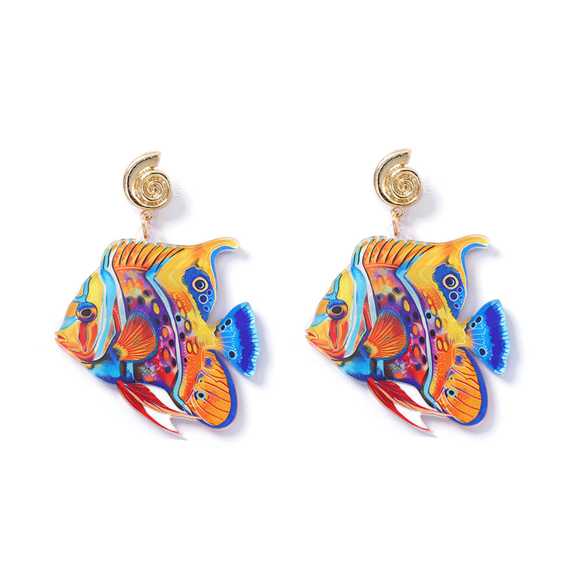 Wholesale Acrylic Blue Fish Drop Earrings Ocean Vacation Theme Boutique Resale Jewelry Accessory
