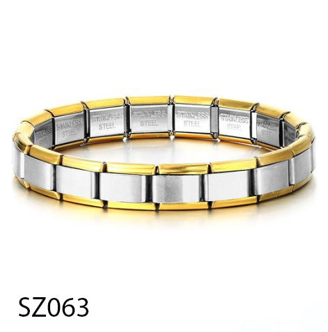Wholesale Sky Blue Letter Design DIY Italian Charms Bracelet Titanium Fashion Accessory