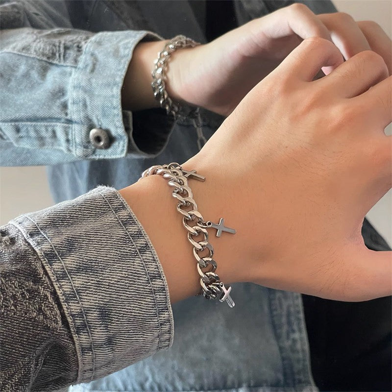 Wholesale Titanium Steel Cuban Chain Bracelet Unisex Punk Hip Hop Jewelry Accessory Gift