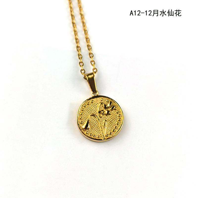 Wholesale Vintage 18K Stainless Steel December Flowers Pendant Necklaces ACC-NE-GuDi007