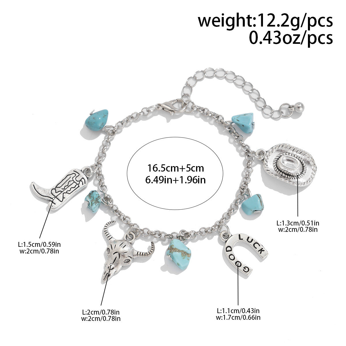 Wholesale Alloy turquoise bull head boots hat Western style necklace