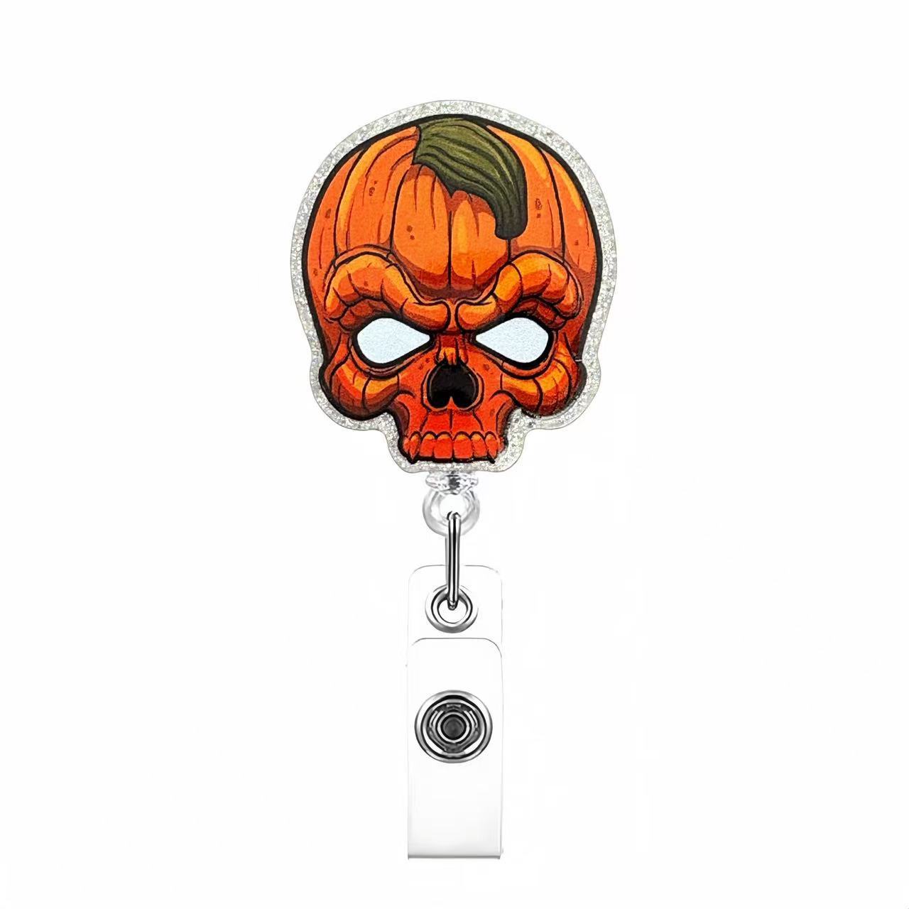 Wholesale Acrylic Retractable Badge Reel Lanyard  Pumpkin Design Nurse ID Card Holder Fashion Accessory Boutique Resale