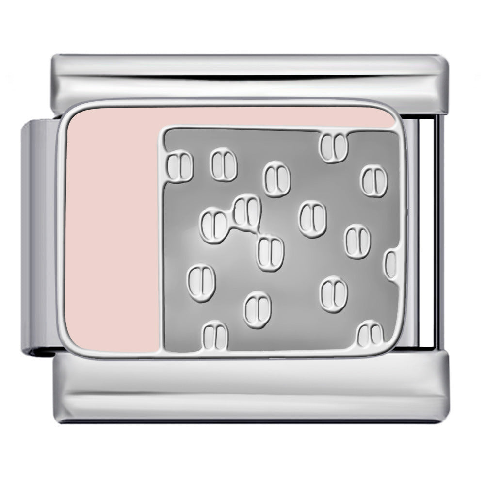 Wholesale 5pcs Italian Charm Bracelet 9mm DIY Splicing Black Pink Pattern Stainless Steel Composable Bracelet