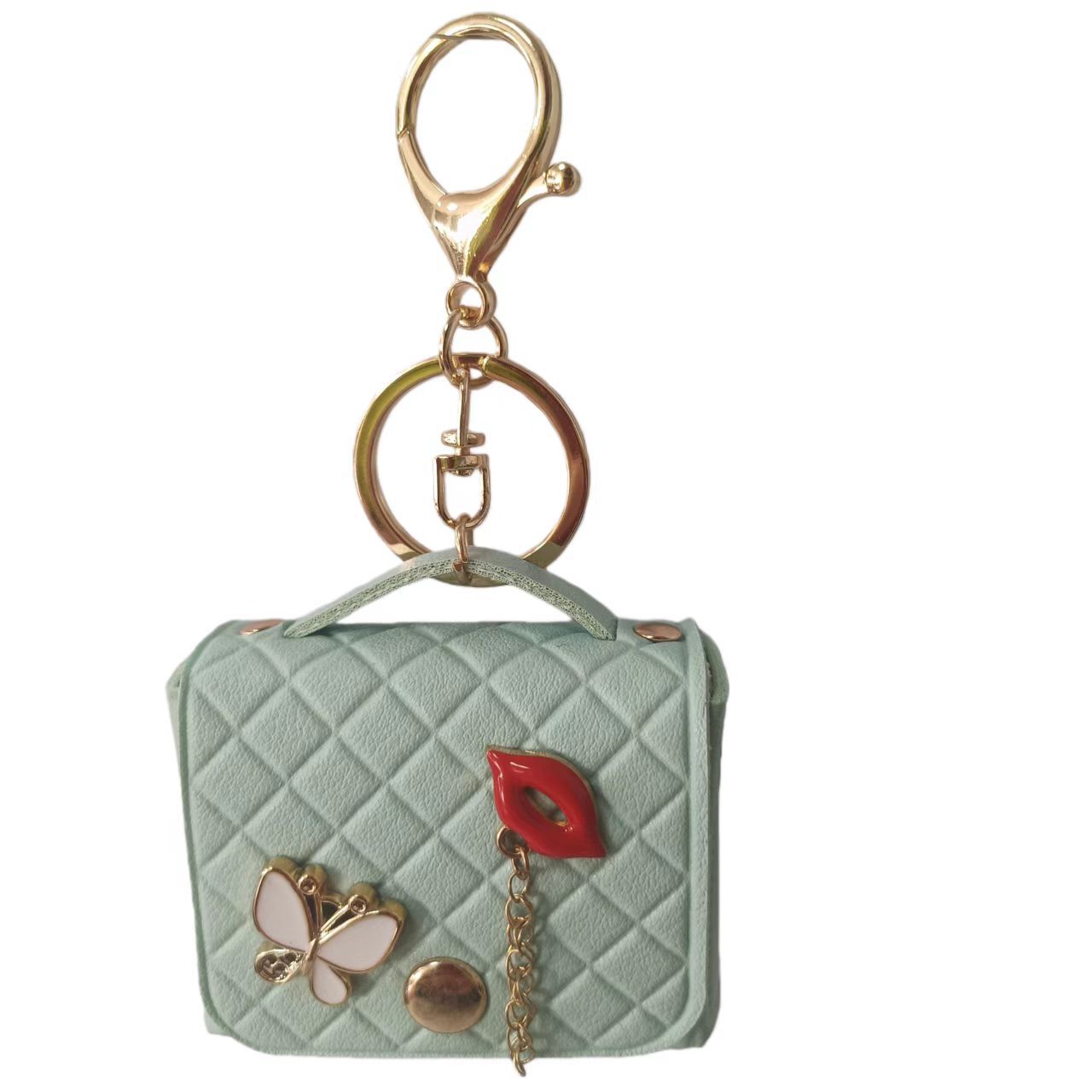 Wholesale Chic PVC Keychain Bag Coin Purse With Lips Butterfly Quilted Pattern Fashion Accessory Gift For Resale