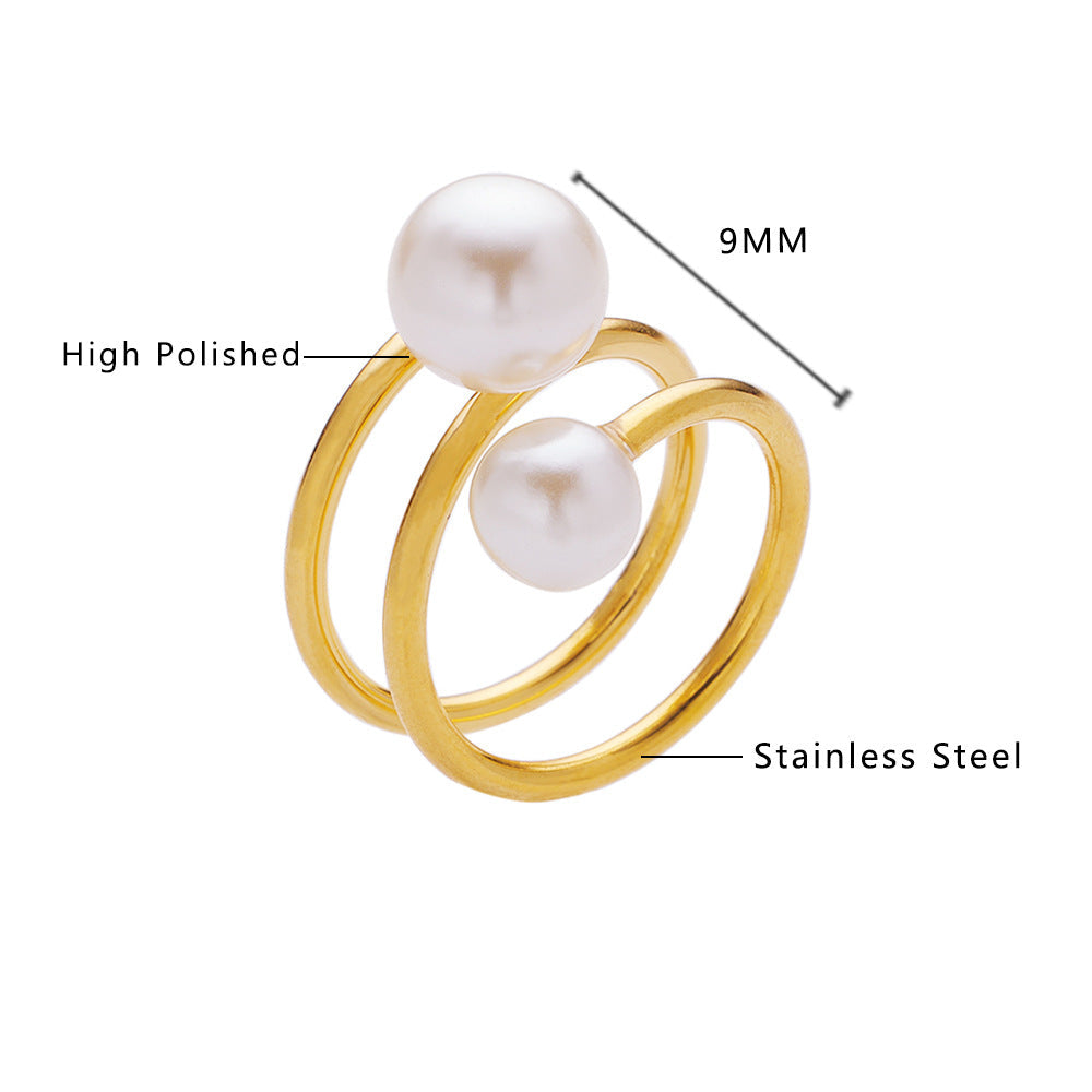 Wholesale Titanium Steel Pearl Rings