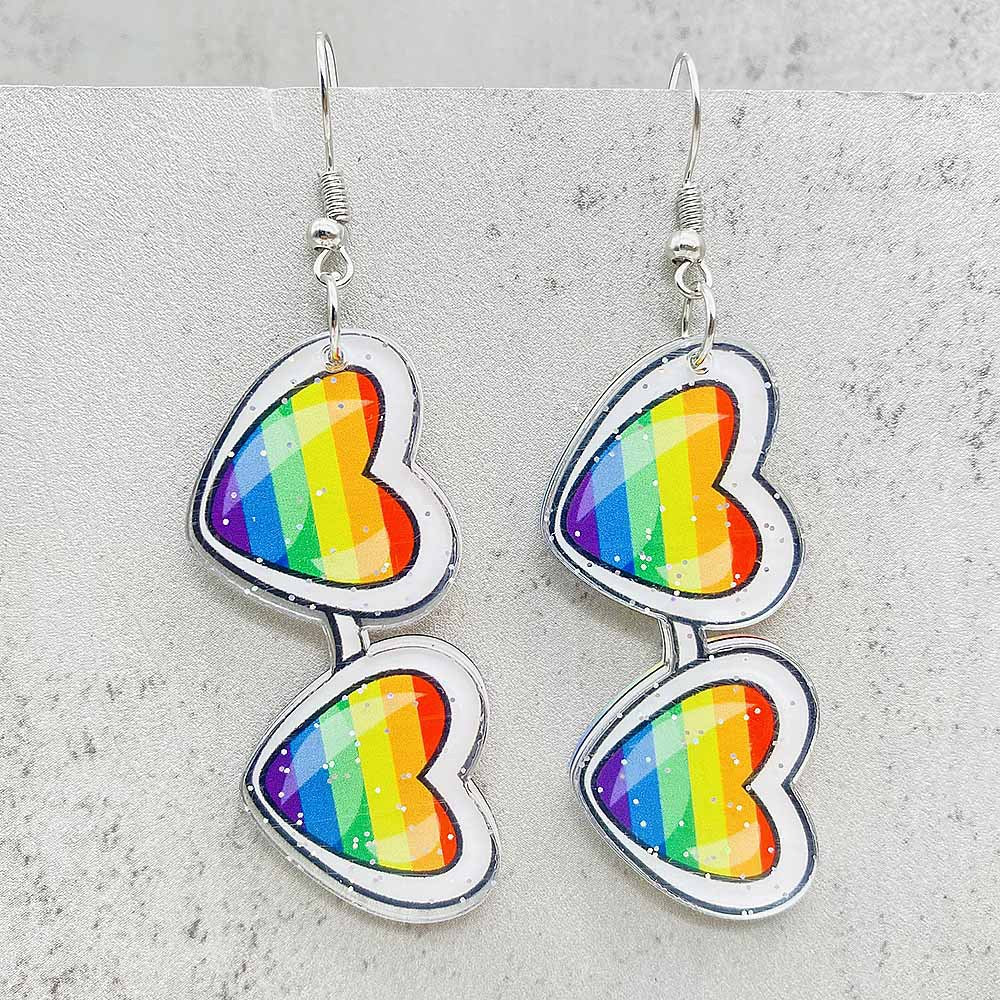 Wholesale LGBT Heart Shaped Glasses Acrylic Earrings ACC-ES-CY018