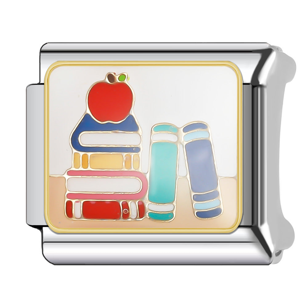 Wholesale Italian Charm Bracelet 9mm DIY Splicing Tutorial Student Series Stainless Steel Composable Bracelet