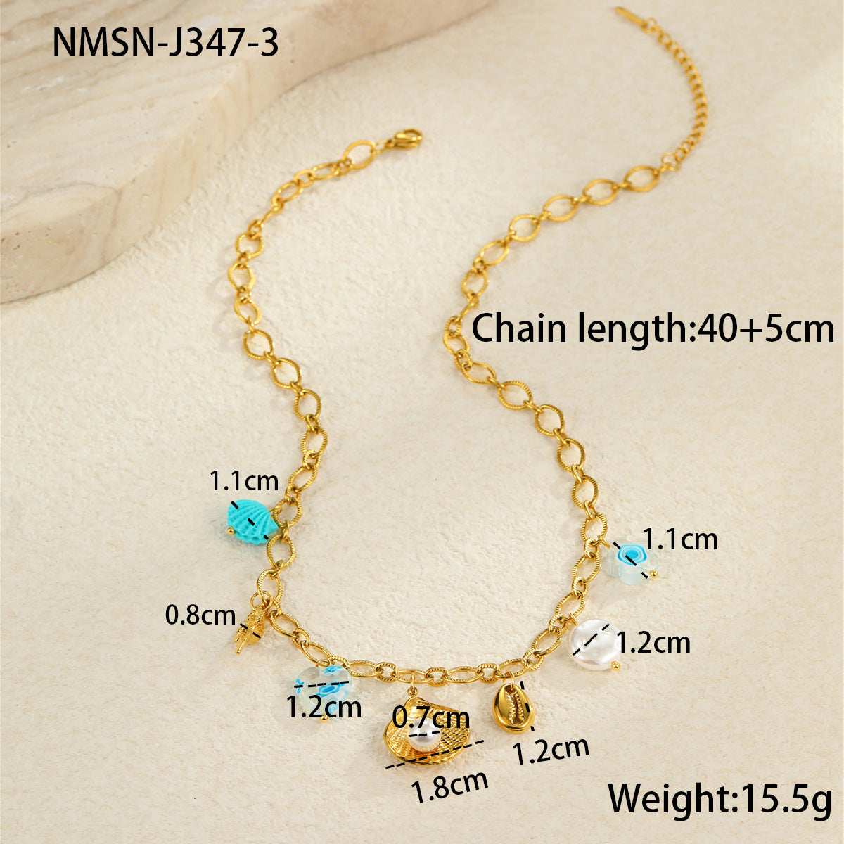 Wholesale  Summer Ocean Style Dopamine Dripping Oil Starfish Stainless Steel Necklace