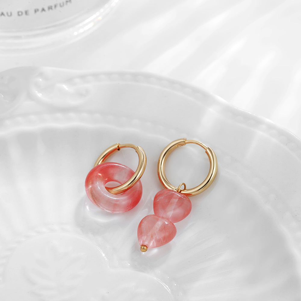 Wholesale love asymmetric earrings 18K gold stainless steel earrings