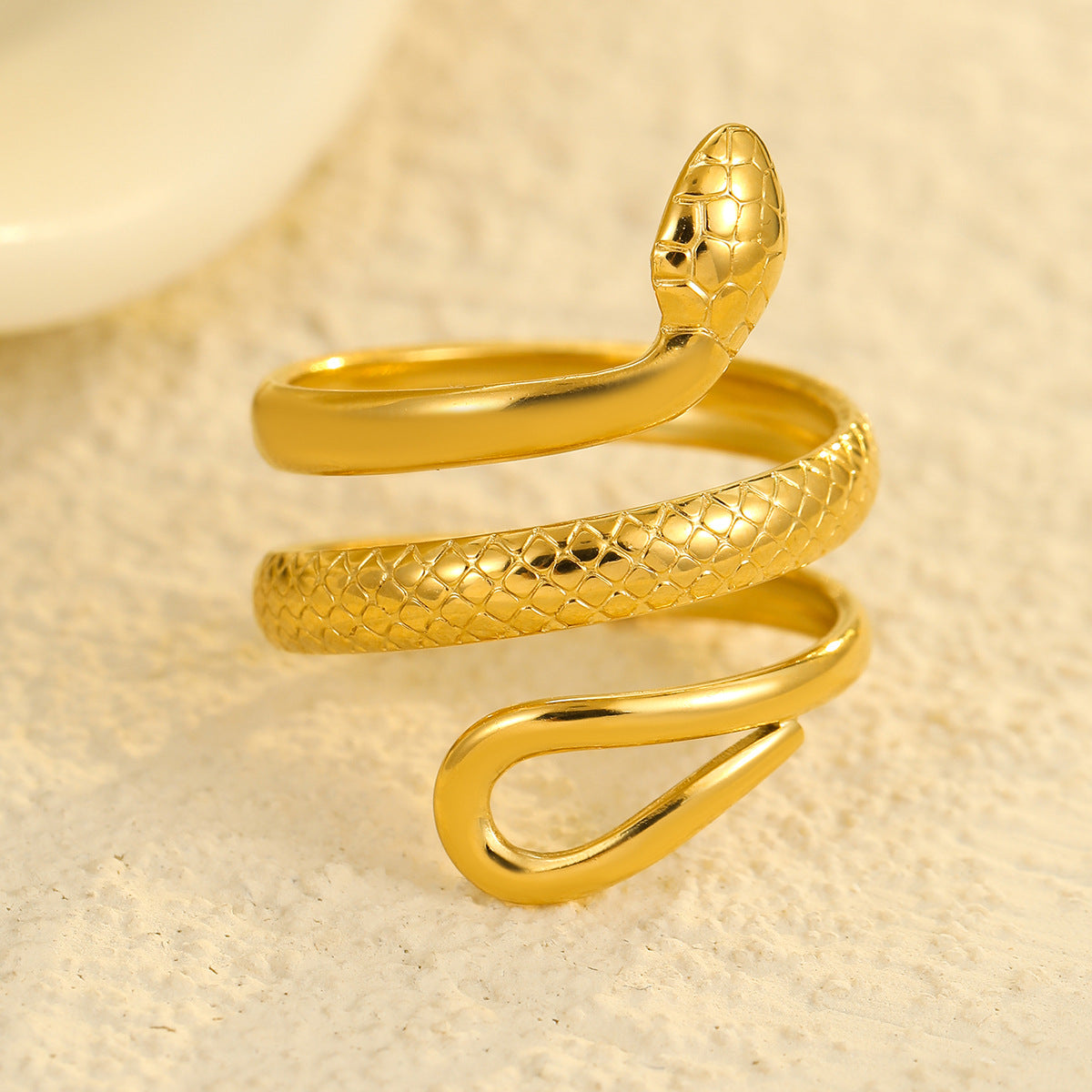 Wholesale  Stainless Steel Golden Snake-Shaped Plating 18K Ring