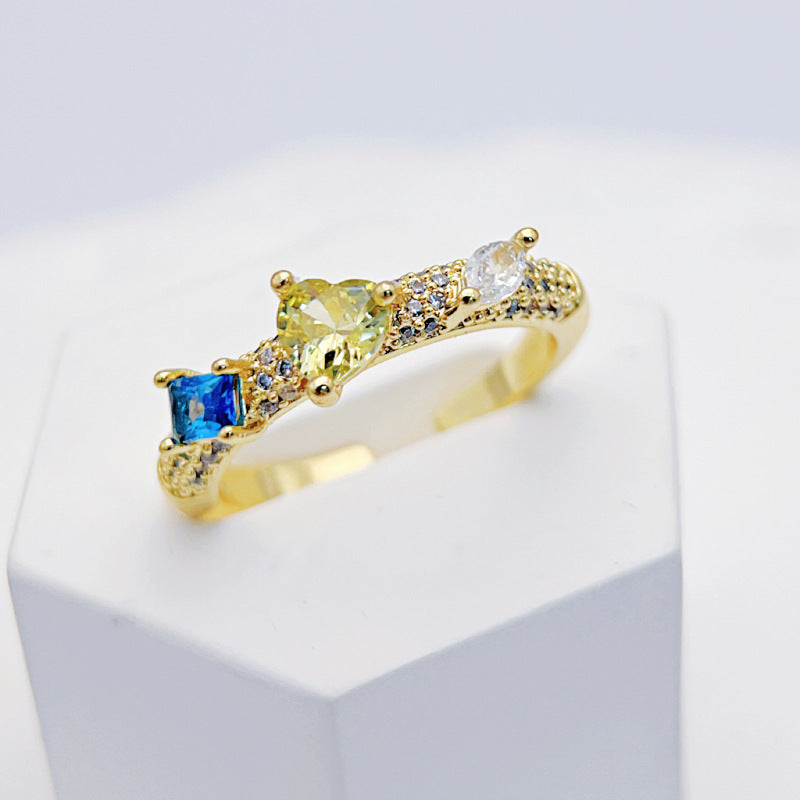 Wholesale Micro-inlaid Pink Diamond Silver Zircon Ring Light Luxury Retro Open Rings ACC-RS-YXY018