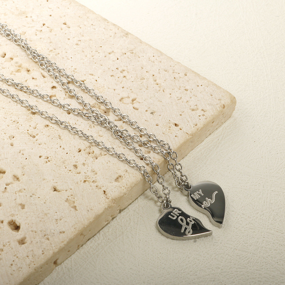 Wholesale Stainless steel couple heart necklace
