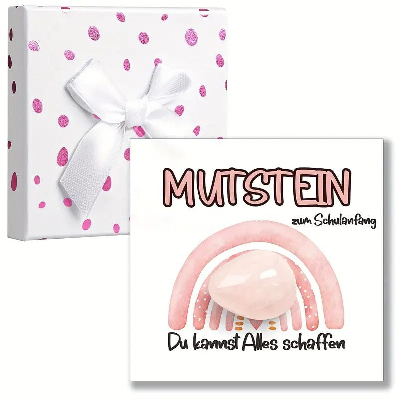 Wholesale Back-To-School Season Greeting Gift Box Set Bow Box Heart Stone Card Heart-Shaped Natural Stone Blessing Gift