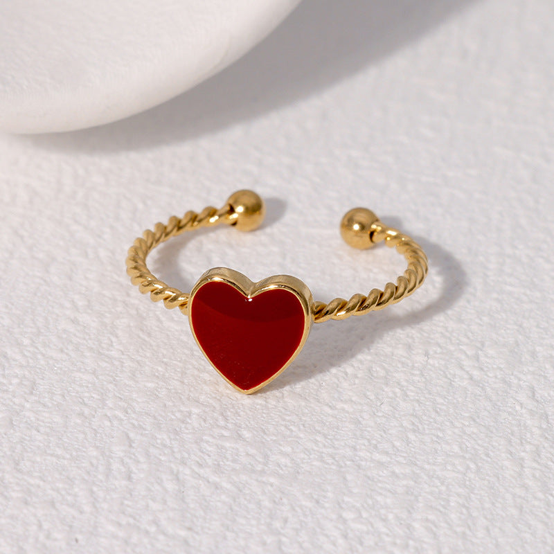 Wholesale Trendy Heart Shape Stainless Steel Ring Black Adjustable Fashion Accessory Gift For Boutique Resale