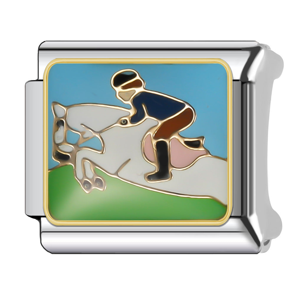 Wholesale Italian Charm Bracelet 9mm DIY Splicing Leisure Sports Stainless Steel Composable Bracelet