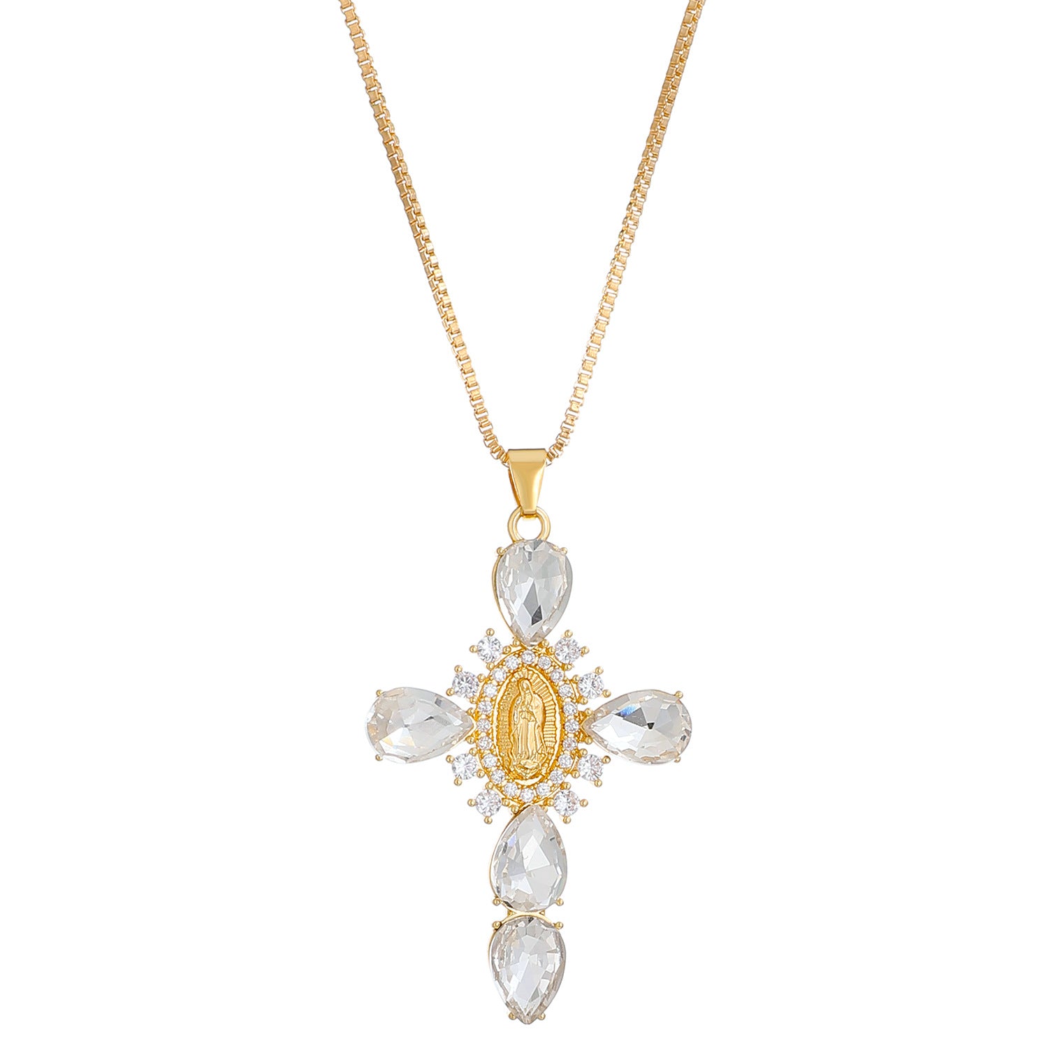 Wholesale Zircon Virgin Cross Necklace ACC-NE-MY004
