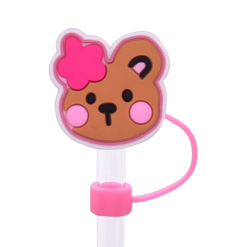 Wholesale Random 100pcs Cute Cartoon Dessert Straw Cover 10MM Straw Tube Cap