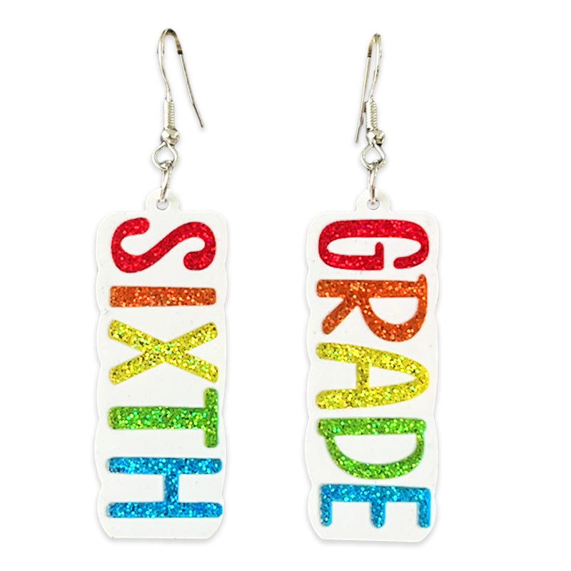 Wholesale Shiny colored earrings with words