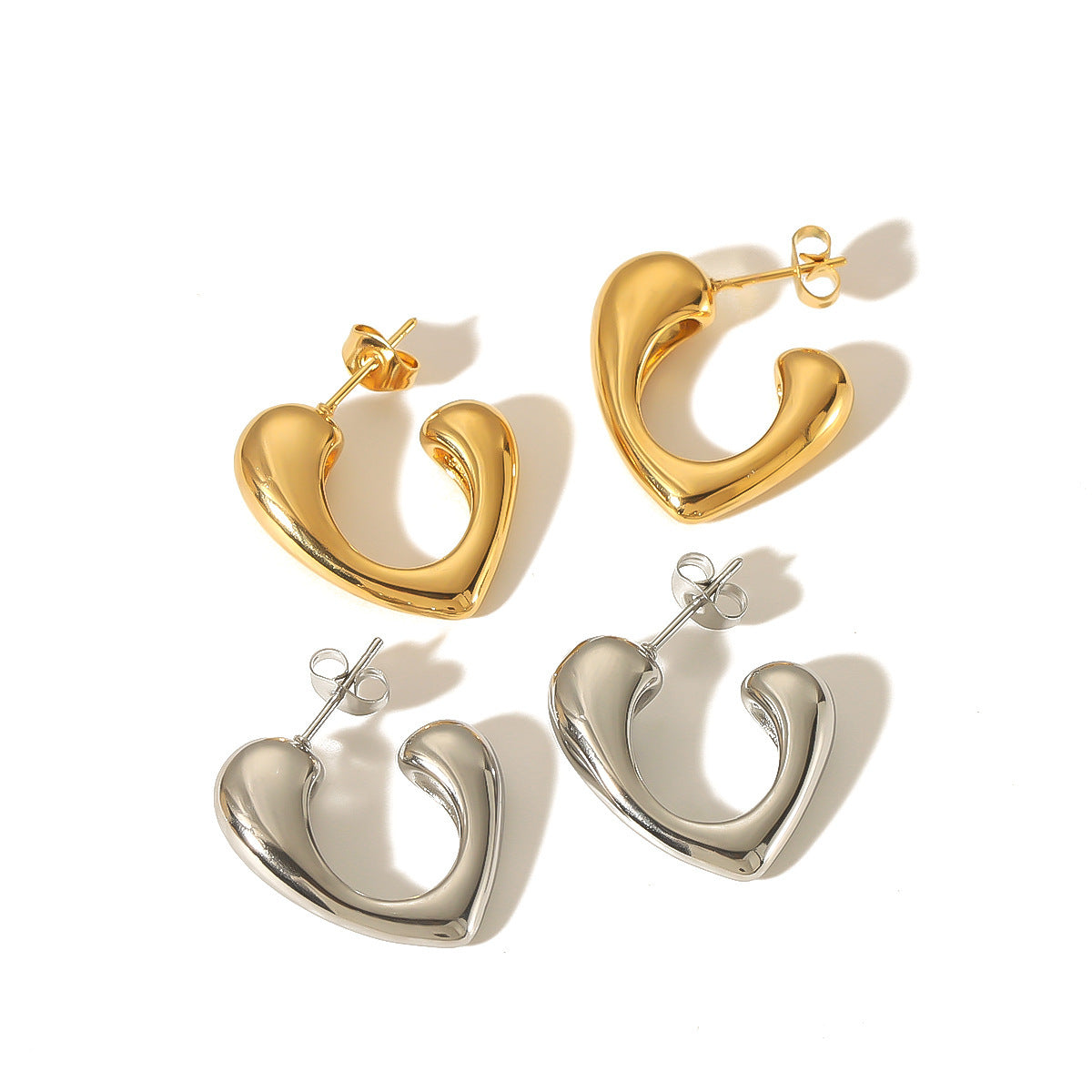 Wholesale 18K gold heart earrings stainless steel glossy bubble heart earrings