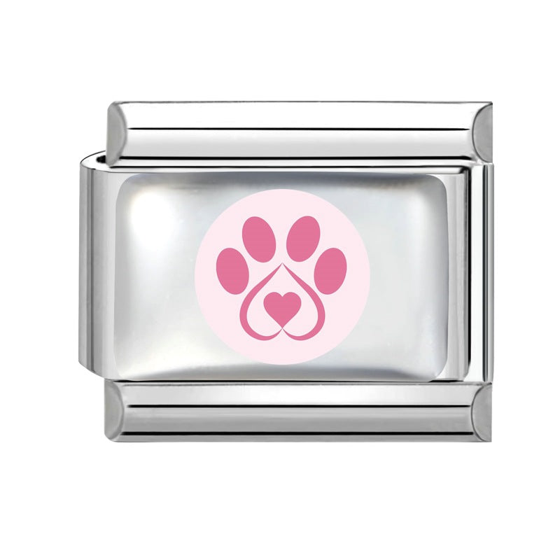Wholesale Stainless Steel Paw Print Heart Charm For DIY Bracelet Jewelry Making