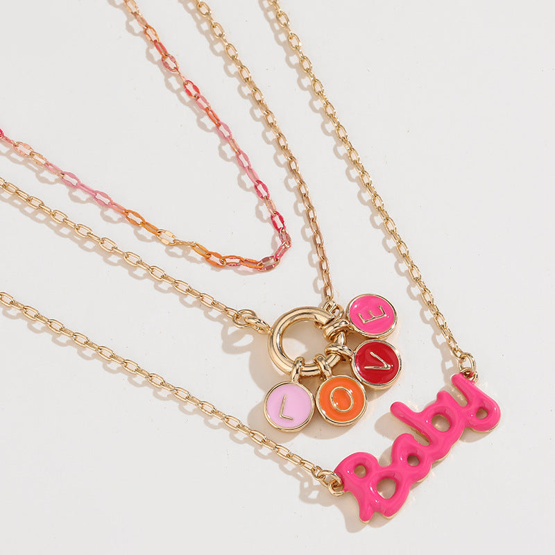 Wholesale Pink Flower Heart Necklace ACC-NE-KJ004