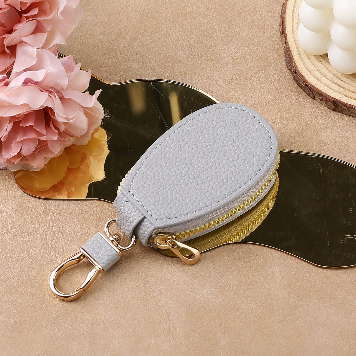 Wholesale Urban Car Key Bag PU Leather Keychain Pouch Stylish Solid Color Key Organizer For Men Women Car Key Accessory Gift