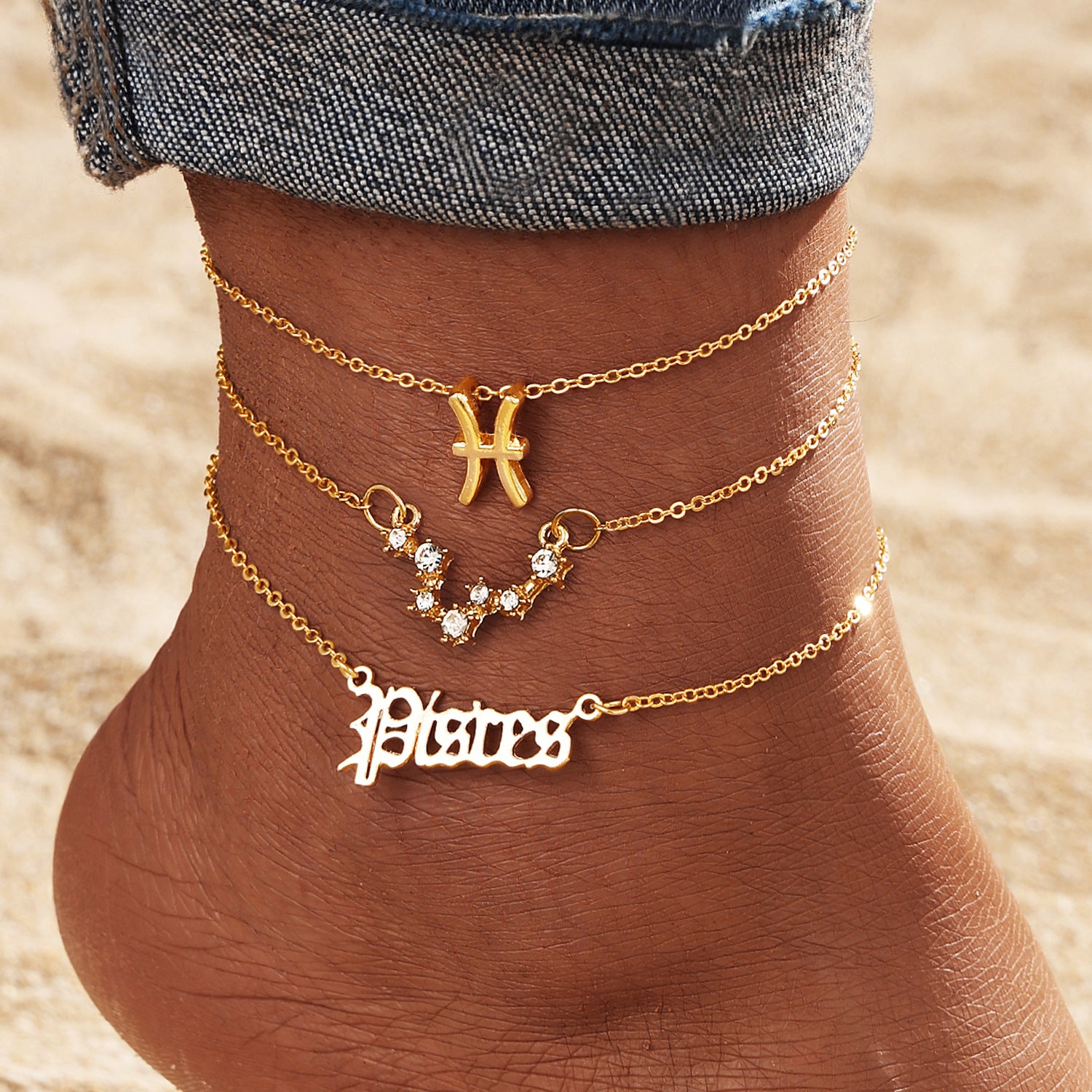 Wholesale 12-constellation alloy anklet r 12-star gold diamond-encrusted anklet