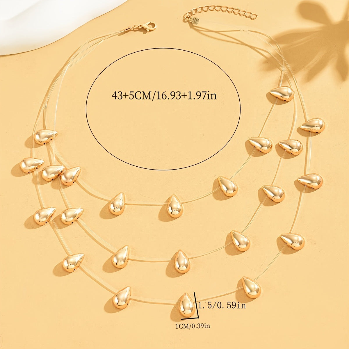 Wholesale Multilayer Punk Bohemian Metal Teardrop Pendant Necklace