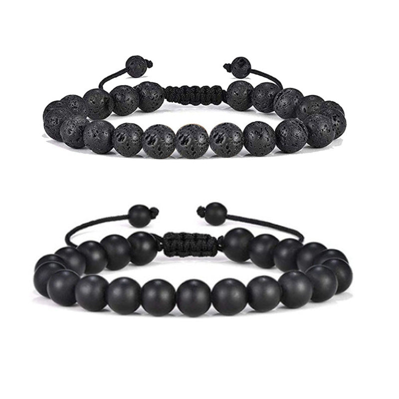 Braccialetto tessuto yoga di pietra vulcanica colorata turchese braccialetto di gioielli in lega all'ingrosso 5 pezzi