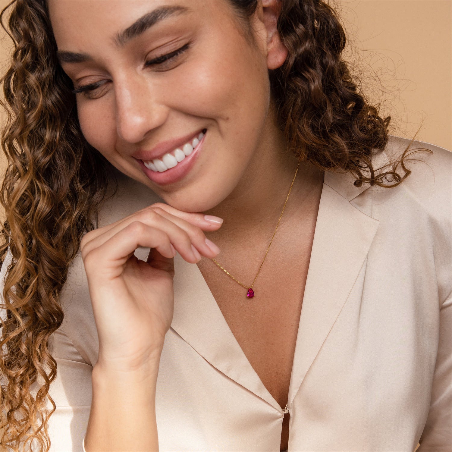 Wholesale Titanium steel pear-shaped teardrop zircon December birthstone birthstone necklace