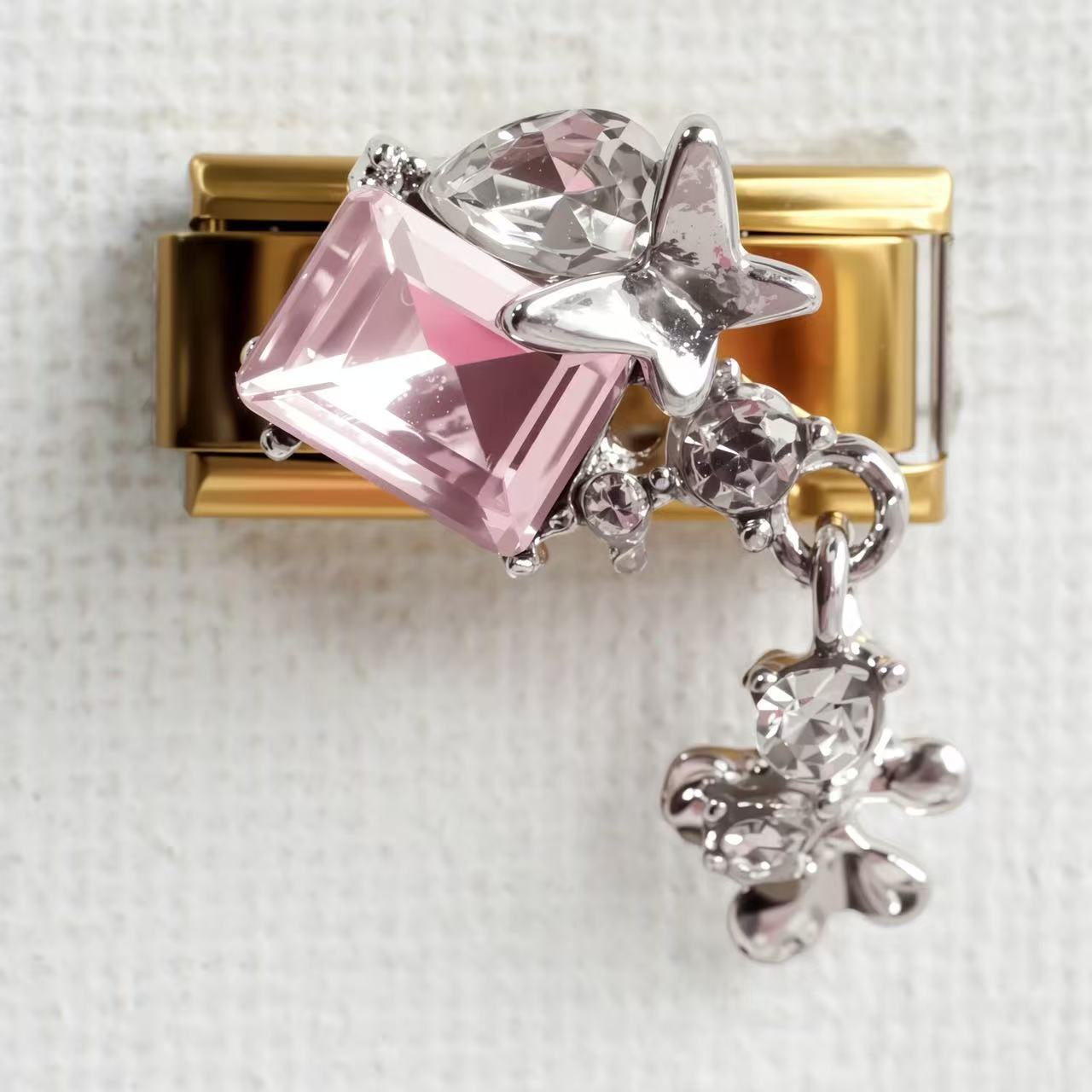 Wholesale 5pcs/pack Makeup &  Accessories Enamel Italian Charms Single Section Creative Stainless Steel Composable Bracelet