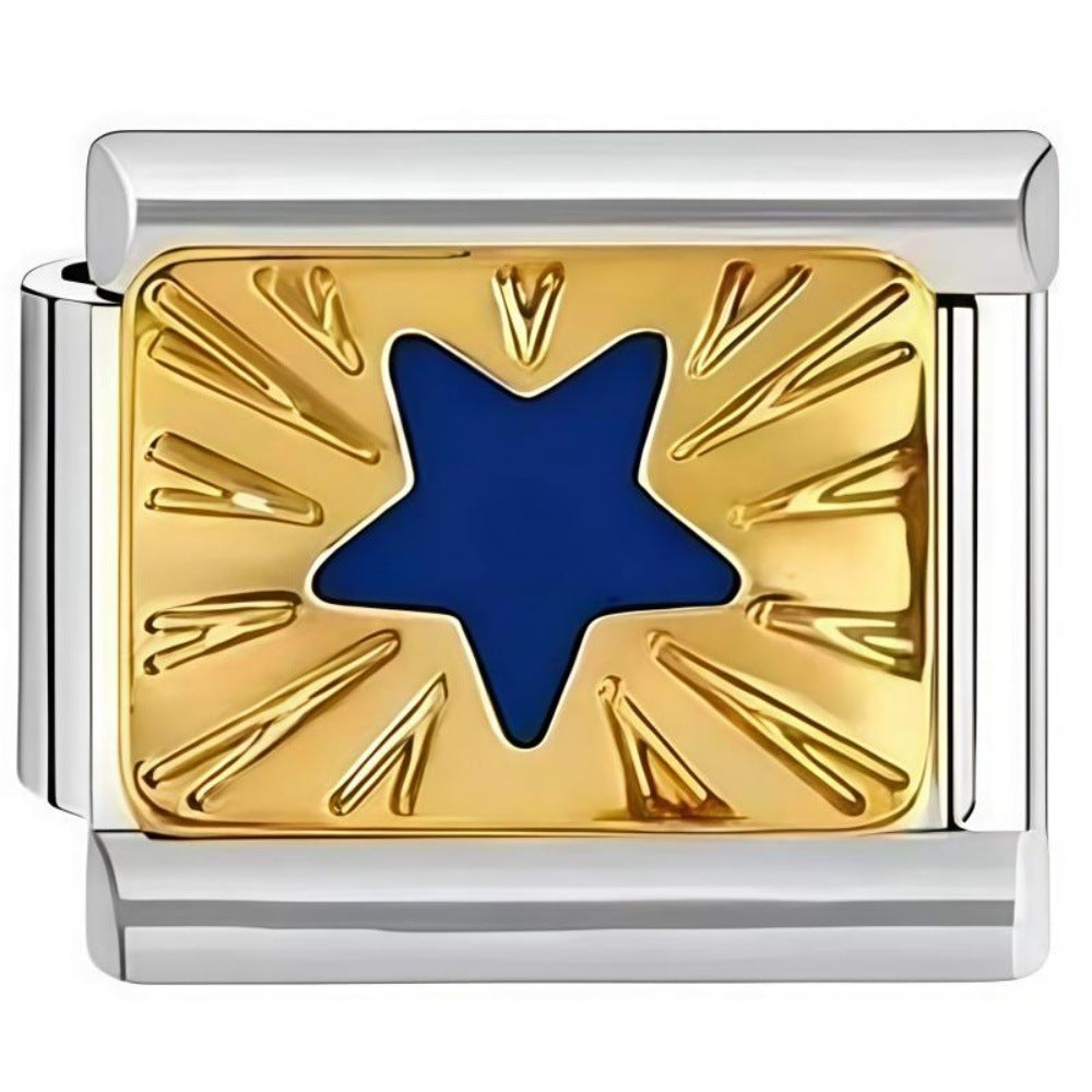 Wholesale Trendy Cartoon Design DIY Charm Bracelet In Titanium Steel With Star Eye Moon Motifs Jewelry Accessory Gift
